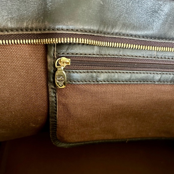 MCM Visetos Dog Bone Striped Shopper Tote Bag Cognac Brown & Blue - Picture 16 of 16